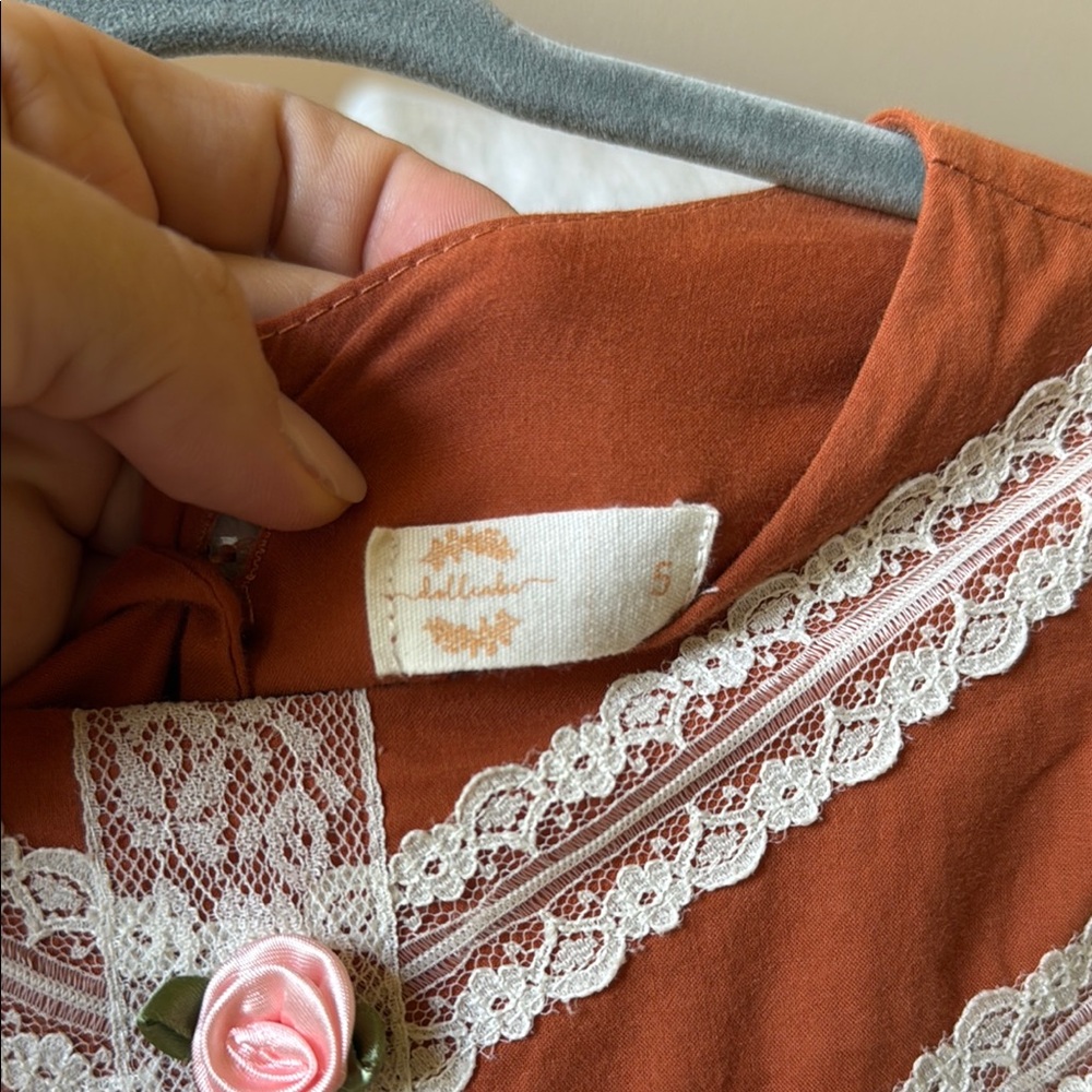 Dollcake Burnt Orange and Cream Lace Dress - Picture 3 of 4